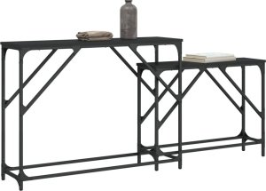 vidaXL Stoliki konsolowe, zsuwane, 2 szt., czarne 3