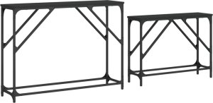 vidaXL Stoliki konsolowe, zsuwane, 2 szt., czarne 5