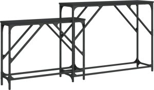 vidaXL Stoliki konsolowe, zsuwane, 2 szt., czarne 7