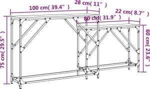 vidaXL Stoliki konsolowe, zsuwane, 2 szt., czarne 10