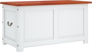 Skrzynia ogrodowa vidaXL Skrzynia z pokrywą, brązowo-biała, lite drewno akacjowe 2