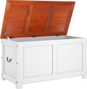 Skrzynia ogrodowa vidaXL Skrzynia z pokrywą, brązowo-biała, lite drewno akacjowe 7