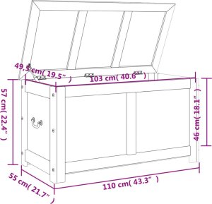 Skrzynia ogrodowa vidaXL Skrzynia z pokrywą, brązowo-biała, lite drewno akacjowe 9
