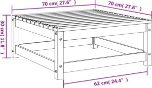 vidaXL Stołek ogrodowy, woskowy brąz, 70x70x30 cm, lite drewno sosnowe 8