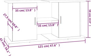 vidaXL Szafka pod akwarium, szary dąb sonoma, 121x41x58 cm 11
