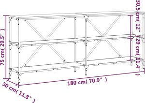 vidaXL Stolik konsolowy, czarny, 180x30x75 cm 9