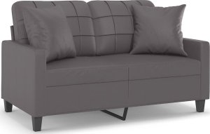 vidaXL 2-osobowa sofa z poduszkami, szara, 120 cm, sztuczna skóra 2