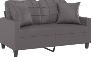 vidaXL 2-osobowa sofa z poduszkami, szara, 120 cm, sztuczna skóra 3