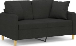 vidaXL 2-osobowa sofa z poduszkami, czarna, 120 cm, tkanina 2