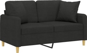 vidaXL 2-osobowa sofa z poduszkami, czarna, 120 cm, tkanina 3