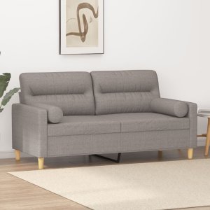 vidaXL 2-osobowa sofa z poduszkami, taupe, 140 cm, tkanina 1