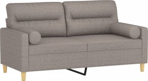 vidaXL 2-osobowa sofa z poduszkami, taupe, 140 cm, tkanina 3