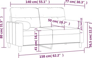 vidaXL 2-osobowa sofa z poduszkami, taupe, 140 cm, tkanina 8