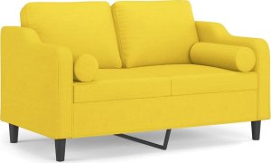 vidaXL 2-osobowa sofa z poduszkami, jasnożółta, 120 cm, tkanina 2