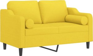 vidaXL 2-osobowa sofa z poduszkami, jasnożółta, 120 cm, tkanina 3