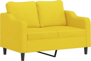vidaXL 2-osobowa sofa z poduszkami, jasnożółta, 120 cm, tkanina 4