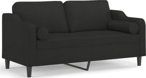 vidaXL 2-osobowa sofa z poduszkami, czarna, 140 cm, tkanina 2