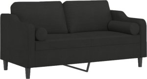 vidaXL 2-osobowa sofa z poduszkami, czarna, 140 cm, tkanina 3