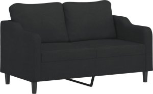 vidaXL 2-osobowa sofa z poduszkami, czarna, 140 cm, tkanina 4