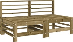 vidaXL Siedziska środkowe z poduszkami, 2 szt., impregnowana sosna 3