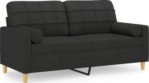 vidaXL 2-osobowa sofa z poduszkami, czarna, 140 cm, tkanina 2