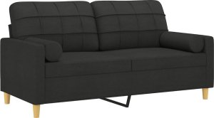 vidaXL 2-osobowa sofa z poduszkami, czarna, 140 cm, tkanina 3