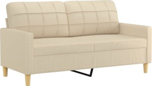 vidaXL 2-osobowa sofa z poduszkami, kremowa, 140 cm, tkanina 4