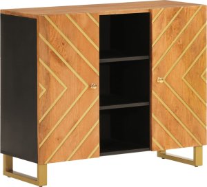 vidaXL Szafka, brązowo-czarna, 90x33,5x75 cm, lite drewno mango 2