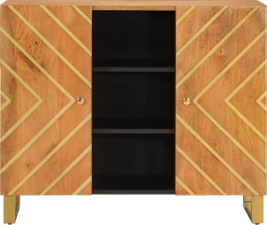 vidaXL Szafka, brązowo-czarna, 90x33,5x75 cm, lite drewno mango 4