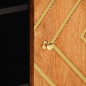 vidaXL Szafka, brązowo-czarna, 90x33,5x75 cm, lite drewno mango 8