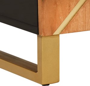 vidaXL Szafka, brązowo-czarna, 90x33,5x75 cm, lite drewno mango 9