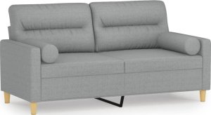 vidaXL 2-osobowa sofa z poduszkami, jasnoszara, 140 cm, tkanina 2