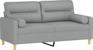 vidaXL 2-osobowa sofa z poduszkami, jasnoszara, 140 cm, tkanina 3
