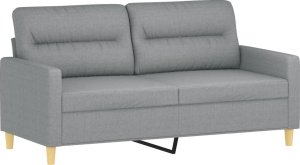 vidaXL 2-osobowa sofa z poduszkami, jasnoszara, 140 cm, tkanina 4