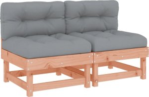 vidaXL Siedziska środkowe z poduszkami, 2 szt., lite drewno daglezjowe 2