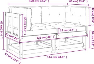 vidaXL Siedziska narożne z poduszkami, 2 szt., lite drewno daglezjowe 8