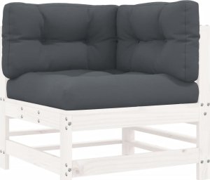 vidaXL Siedzisko narożne z poduszkami, białe, lite drewno sosnowe 2
