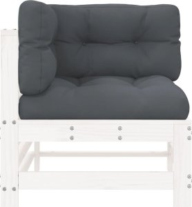 vidaXL Siedzisko narożne z poduszkami, białe, lite drewno sosnowe 3