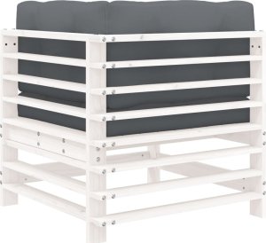 vidaXL Siedzisko narożne z poduszkami, białe, lite drewno sosnowe 5