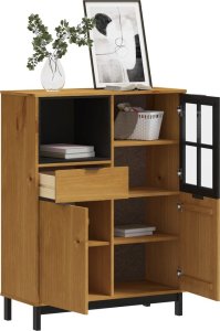 vidaXL Kredens z przeszklonymi drzwiami FLAM, 92x40x122,5 cm, sosna 3