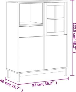 vidaXL Kredens z przeszklonymi drzwiami FLAM, 92x40x122,5 cm, sosna 10