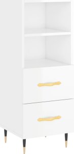 vidaXL Szafka, biała, połysk, 34,5x34x90 cm, materiał drewnopochodny 2