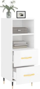 vidaXL Szafka, biała, połysk, 34,5x34x90 cm, materiał drewnopochodny 4