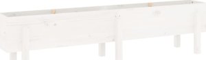 vidaXL Donica ogrodowa na nóżkach, biała, 160x30x38 cm, drewno sosnowe 2
