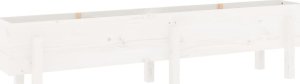 vidaXL Donica ogrodowa na nóżkach, biała, 160x30x38 cm, drewno sosnowe 4