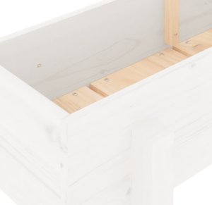 vidaXL Donica ogrodowa na nóżkach, biała, 160x30x38 cm, drewno sosnowe 7
