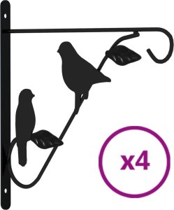 vidaXL Wieszaki na doniczki, 4 szt., czarne, stal 2