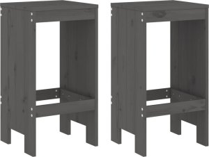 vidaXL Stołki barowe, 2 szt., szare, 40x36x75 cm, lite drewno sosnowe 2