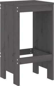 vidaXL Stołki barowe, 2 szt., szare, 40x36x75 cm, lite drewno sosnowe 3