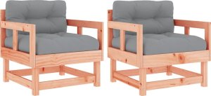 vidaXL Fotele ogrodowe z poduszkami, 2 szt., lite drewno daglezjowe 2